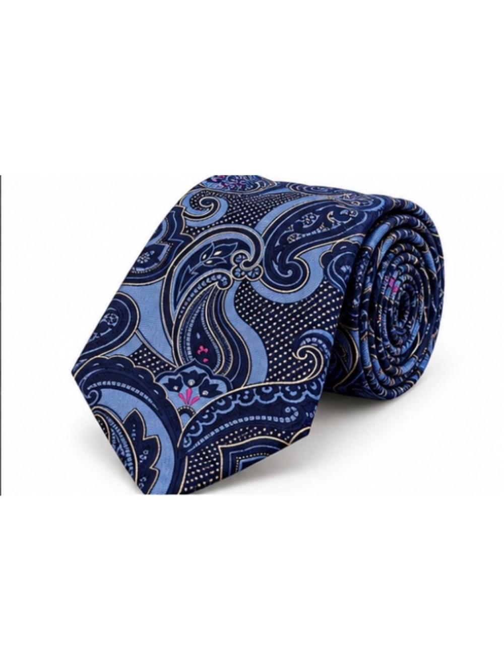 Men's Ermenegildo Zegna Paisley Tie, Blue and Pink NWT Italy Luxury